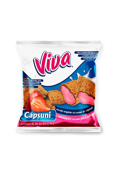 VİVA Strawberry cream filled pillows, 6 x 100g
