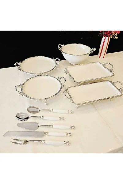MaviDamla 10 Piece Cast Porcelain Presentation Set Silver