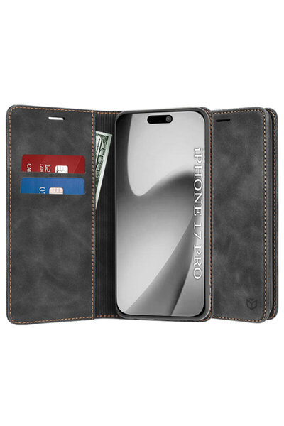 Techsuit Husa piele iPhone 17 Pro Confy Cover, negru