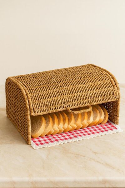 Akkoyunlu home Doğal Örme Hasır Ekmek Kutusu Sepet Baharat Rafı Ekmek Sepeti ...