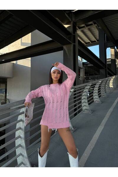 LB Laluna Butik Women's Braided Openwork Knitwear Sweater