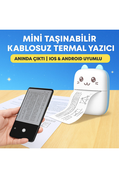 MSYELEKTRONİK Mini Taşınabilir Kablosuz Termal Yazıcı | Cep Boyu Anında Çıktı...