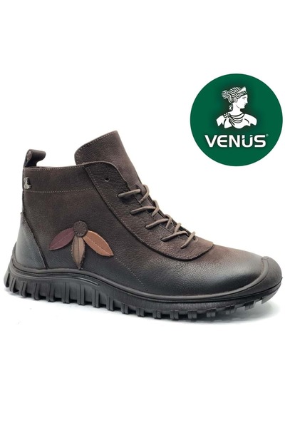 Venüs Punka Genuine Leather Non-Slip Sole Orthopedic Women's Boots Brown