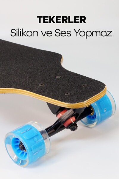 Venenon Işıklı Kaykay Silikon Teker Sessiz Semi-PRO Skeleton Model Zımparalı Skateboard Longboard 80 cm 3116