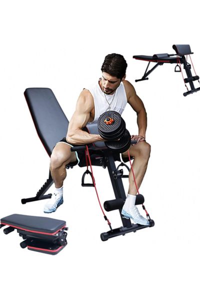 Generic Professional Multi-Purpose Exercise Bench with Elastic Resistance Band Adjustable Size for Everyone