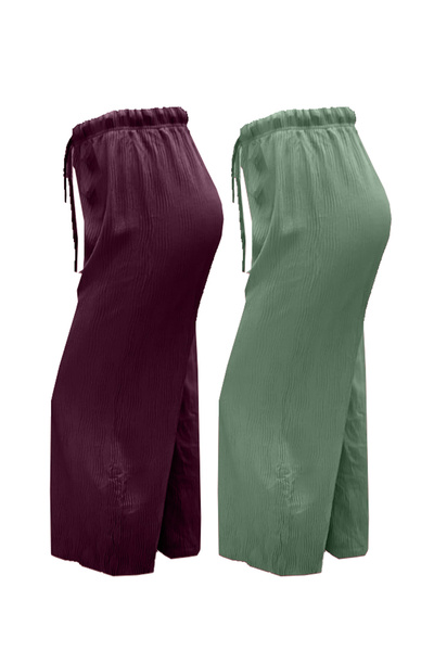 SDD Women's wide-leg pants, free size, (two pieces), red and green