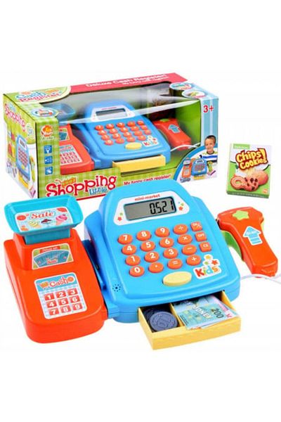 Jokomisiada Jucarie educativa, Casa de marcat, cu aparat de scanat, cantar, calculator functional, butoane si su