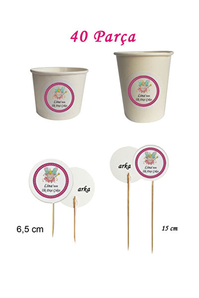 tm tasarı mağazası 40 Parça Kişiye Özel Renkli Melek Kanatlı Diş Buğdayı Kürd...