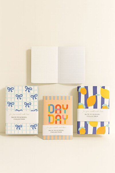 YLDZ A6 Notebook Oh La La & La Dolce Vita Baskılı Tel Dikiş Çizgili & Kareli 48 sayfa 2 Defter 1 Arada