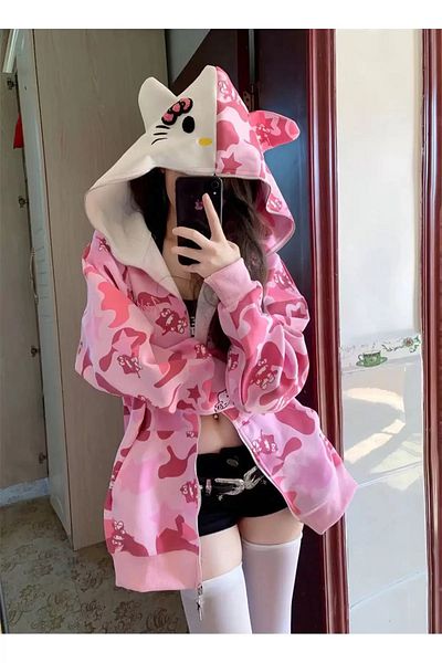 1blood Pink Sanrio Hello Kitty Oversize Unisex Cardigan