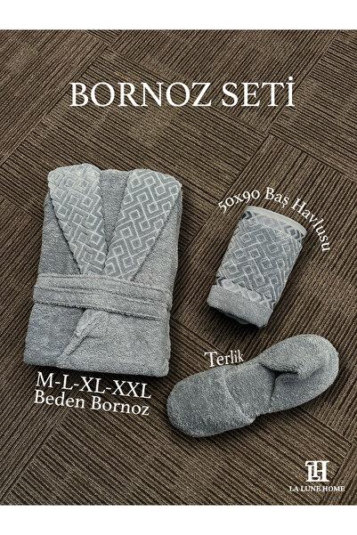 la lune home ASENA TERLİKLİ BORNOZ SETİ