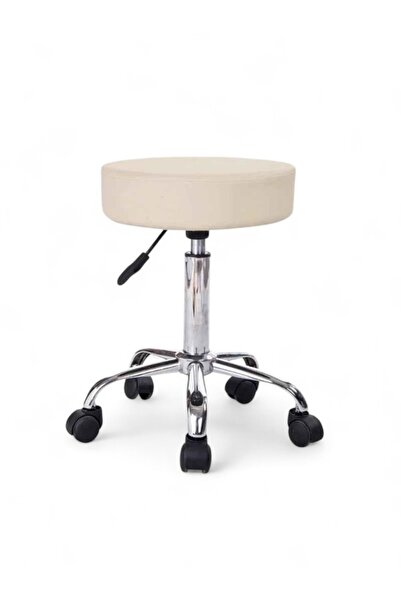 Home Krom Ayaklı Ofis Kasiyer Taburesi 360 Derece Tekerlekli Deri Döşeme Otur...