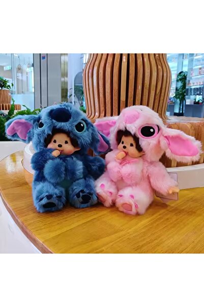 NB market Monchhichi Doll Kawaii Stitch Lilo in Costume Pink Color Monchhichi Plush Toy