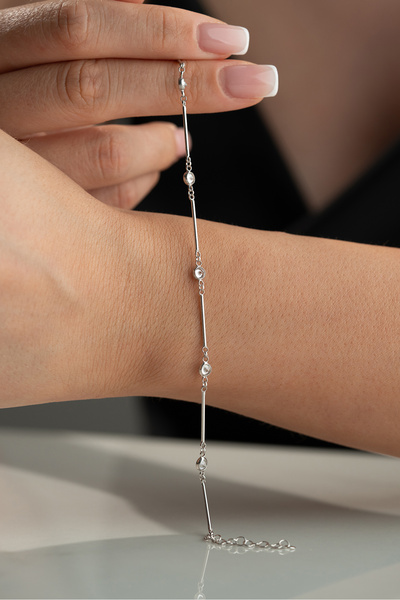 Silvano Jewelry 925 Ayar Gümüş Taşlı Model Bileklik