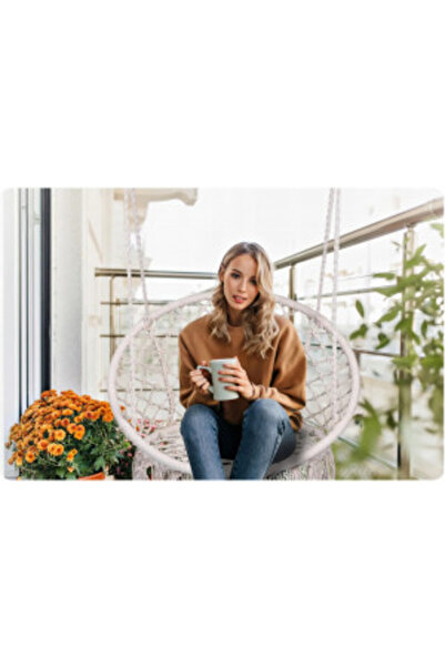 SOFOTEL Suspended Rocking Chair, Sofotel, Boho, 150 kg, metal circular frame, Beige