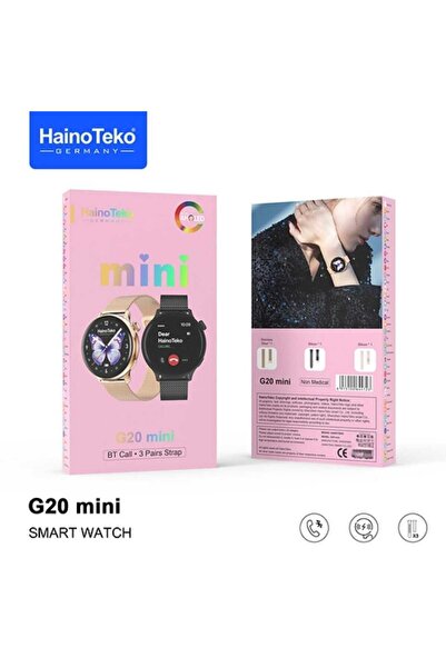 haino teko germany G20 Mini Smart Watch Real AMOLED Display with 3 Pairs of Straps for Women Multicolor