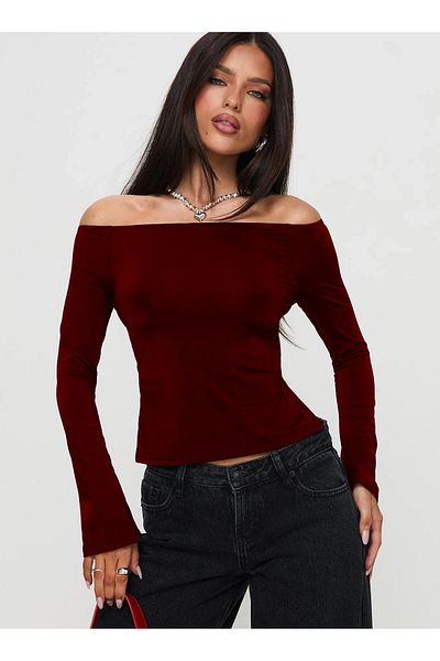 fablair Madonna Collar Slit Detail Long Sleeve Blouse