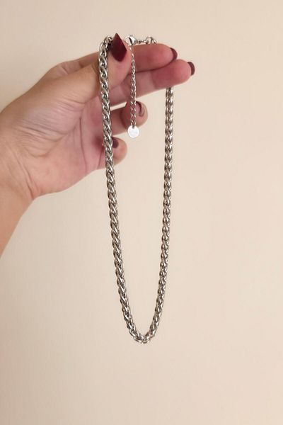 By Zeyna Aksesuar 316 L Steel Antiallergenic Tarnish-Free Twist Necklace 45+7 cm