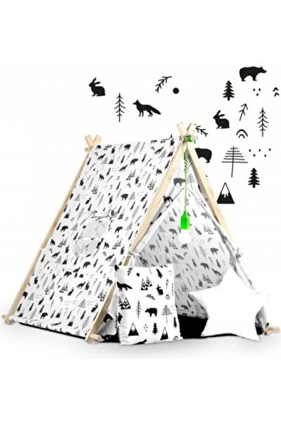 Ricokids Casuta de joaca pentru copii, cu fereastra, buzunar, 2 perne, lampa LED