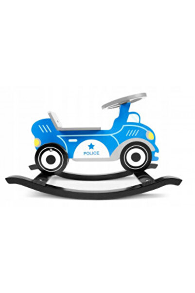 Ricokids Jucărie balansoar mașină de poliție din lemn, Ricokids, 72 x 28 x 43,5 cm, Albastră