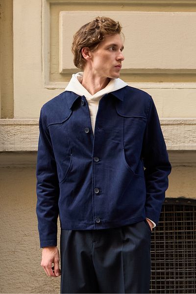 Danger Men's Technical Fabric Coat Jacket Navy Blue