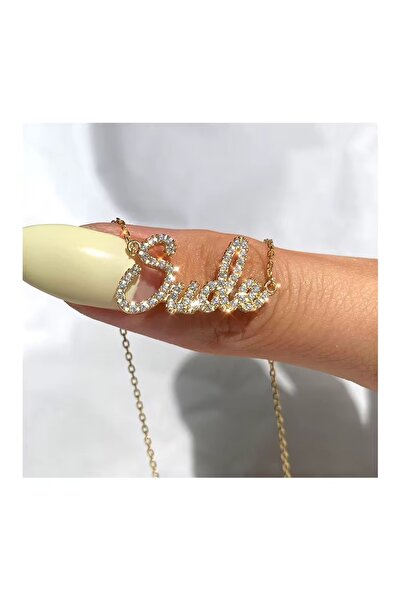 sirius jewelry 925 Gümüş | Düz Zincirli Taşlı İsim Kolyesi