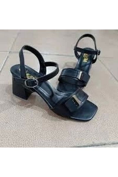 STILVANA Ruty Black Leather Heeled Shoes