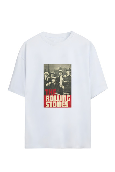 GraffTee تي شيرت قطني كبير الحجم للجنسين من رولينج ستونز