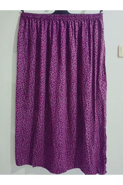 hoaryage Elastic Waist, Vivid Colorful Patterned Viscose Press Fabric Maxi Length Skirt, Prayer Skirt, Size 36-48