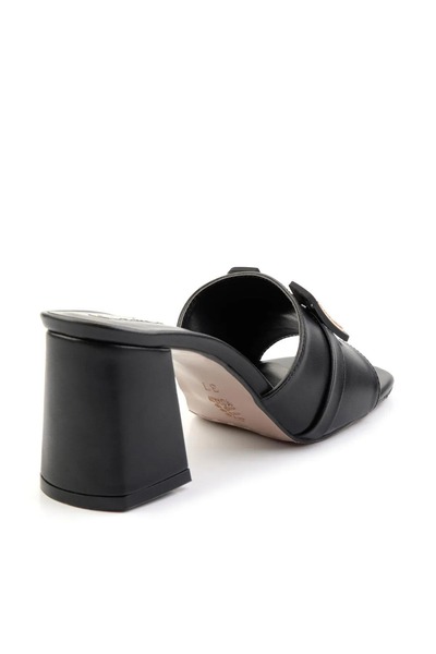 Zerenyus Erew Stone Detailed Stylish Women's Heeled Slippers Black