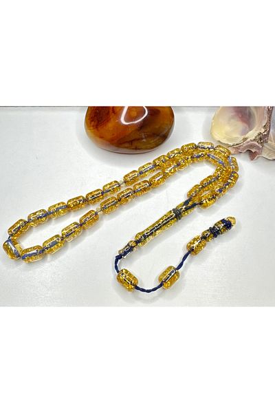 İskenderun Tesbihcilik Gold Leaf Corn Crafted Airplane Glass Rosary