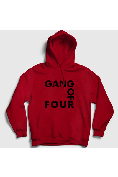 Presmono Unisex Red Logo Gang of Four Hooded Sweatshirt 572431Tt
