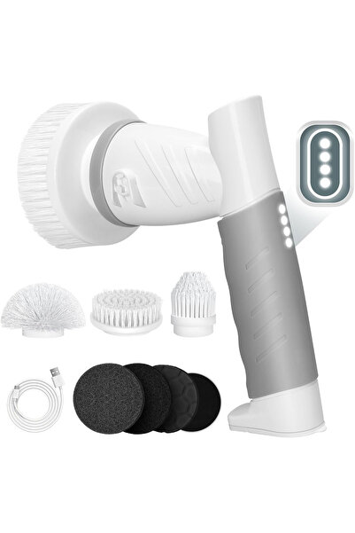 BOOHENKA Perie de curățare electrică portabilă cu 6 capete, impermeabilă, reî...