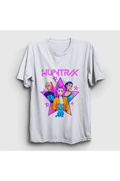 Presmono Unisex Λευκό T-Shirt Huntrix K Pop Demon Hunters 573727tt