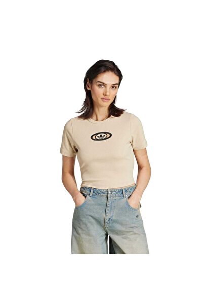 adidas Γυναικείο μπλουζάκι μπεζ CUT OUT RIB KC8803