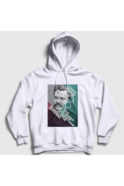 Presmono Unisex White Suffering Philosopher Philosophy Friedrich Nietzsche Hooded Sweatshirt 574850Tt