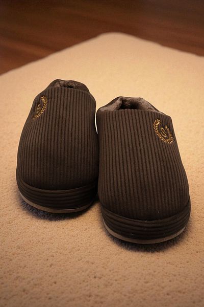 HFKY Unisex Embroidered Velvet Corded Pattern Comfortable Soft Soled Fur Inside House Slippers. Slippers
