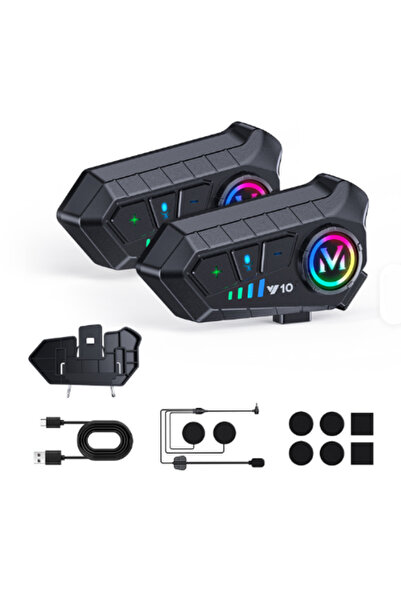 Moxti Y10 5.3 Motosiklet Kask Kulaklık Intercom Işıklı Motorsiklet Intercom