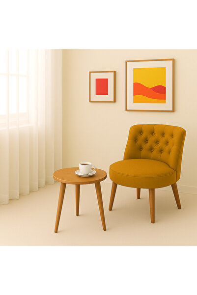 Kahraman Mobilya Aksesuarları Tekli Berjer Koltuk Hardal Sarısı - Çay Seti Koltuk Takımı