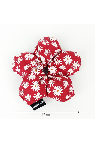 woodycord Handmade Fiber Filled Daisy Fluffy Scrunchie Buckle