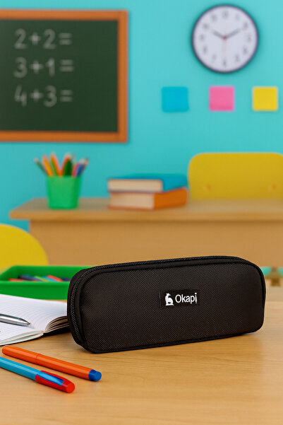 Art Tone Okapi̇ Pencil Bag Oval Black Single Compartment