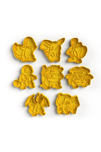 Mizaku Pokemon Themed Cookie Mold and Cutters - Set of 8 Characters - Large Size