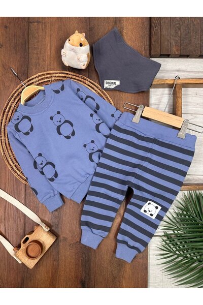 Kids Kingdom Cotton Crew Neck Scarf 3-Piece Baby Boy Set