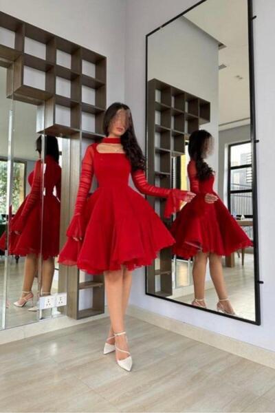 SHOK Soft red midi dress