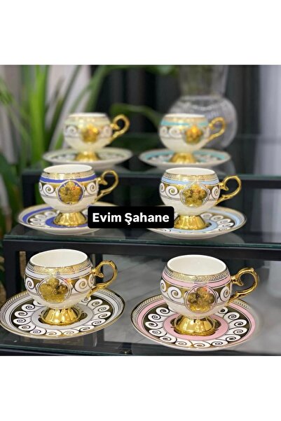 Kosova 6 Renk Ayaklı Tombul Fincan Takımı