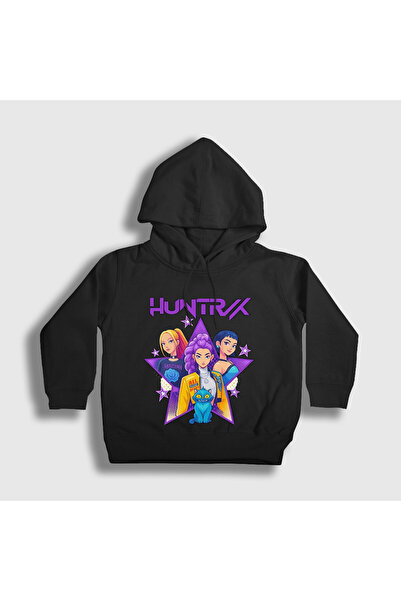 Presmono Унісекс Дитячий Чорний Постер Huntrix K Pop Demon Hunters Світшот з капюшоном 573771tt