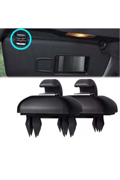 DELUXETUNING Set 2 cleme parasolar auto, culoare negru, compatibil VW Audi Skoda