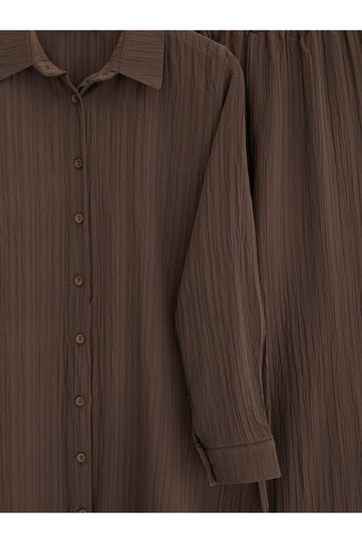 Modamorfo Buttoned Long Pants Crinkle Suit -K. Coffee