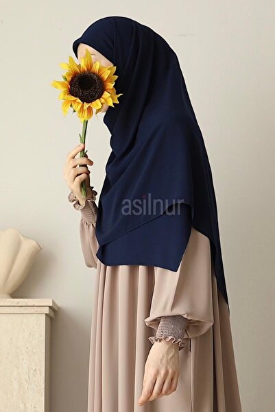 ASİLNUR Elif Large Size Scarf 120X120 Navy Blue