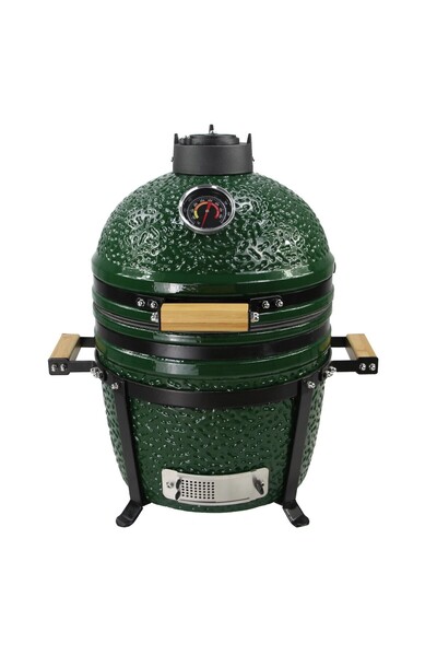 Kardett Kamado Grill 13 inch Ceramic Charcoal Smoker, with Lid and Thermometer, Japanese Style
